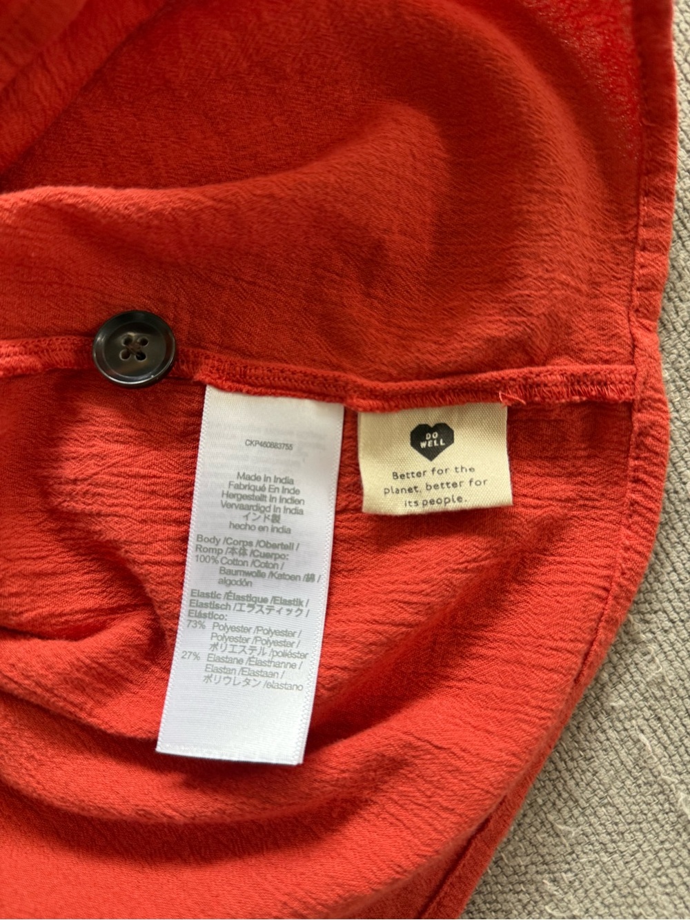 Madewell Lucie Smocked Eyelet Top, Chili Fresno, L - Picture 5 of 7